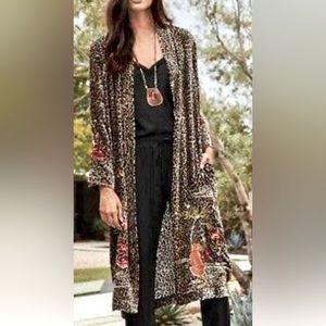 JOHNNY WAS Keone Velvet Leopard Kimono Coat